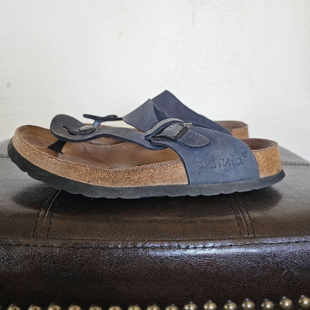 Birkenstock Betula Black Fip Flop Buckle Accent Boho Comfy Sandals‎ Sz L6